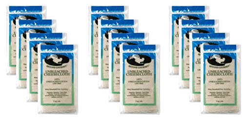 Beyond Gourmet Extra-fine Unbleached Cheesecloth, 100-Percent Cotton, Chlorine Free, 2-Square Yards, 18-Square Feet, Set of 12 - color: White, size: UNB Cheese Cloth, Set of 12