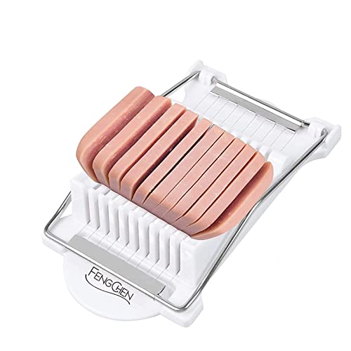 FENGCHEN Spam Slicer, Easy Luncheon Meat Cutter with Stainless Wires, Multi-purpose Soft Food Cutter for Luncheon Meat, Fruit of Kitchen Home Use, Durable and Rust Resistant Food Prep Accessory,White - color: White