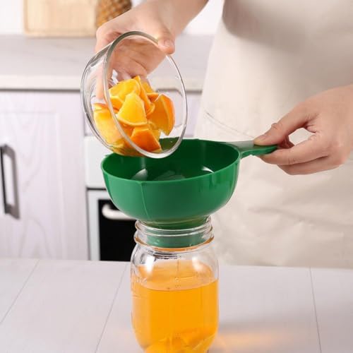Wide Mouth Plastic Funnel – Canning Funnel for Mason Jars, Transfer Liquid Dry Ingredients Oil Coffee Beans Spice Blends, Kitchen Accessory for Filling Bottles Bags (Green) - color: Green