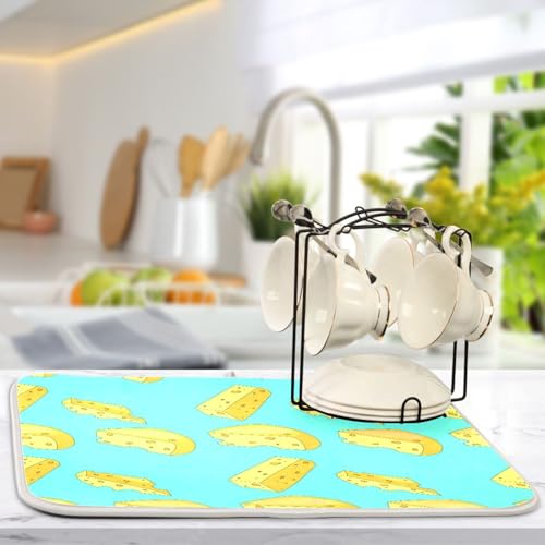Qilmy Cheese Dish Drying Mat Absorbent Reversible Dish Drainer Pad Tableware Mat for Kitchen Counter Home Decoration, 16 x 18 Inch - size: 16 x 18 Inch