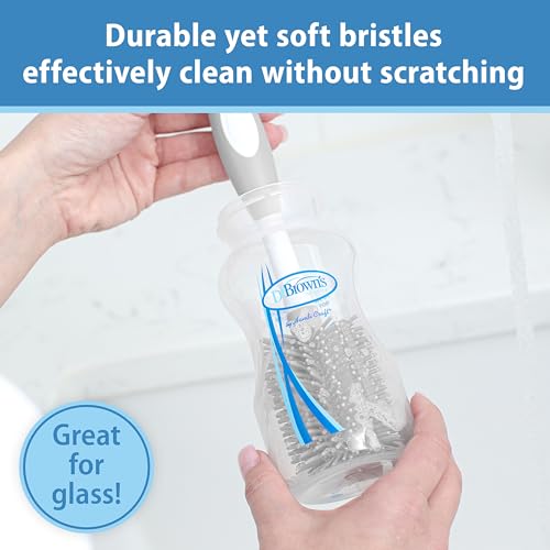 Dr. Brown's Soft Touch No Scratch Baby Bottle Cleaning Brush, Nipple Cleaner & Suction Cup Base for Easy Storage, BPA Free, Gray (Pack of 1) - style: Gray