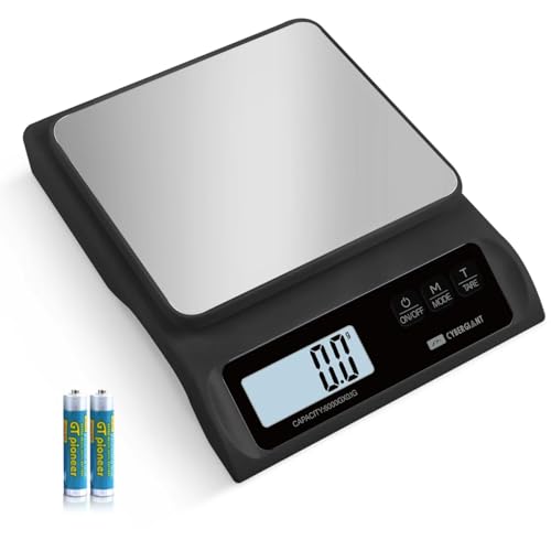 CYBERGIANT 13lb/0.1g Precision Digital Food Scale - Food Scale & Kitchen Scale for Meal Prep and Kitchen Baking - Espresso Coffee Scale, Gram Scale, Stainless Steel Platform & LCD Display - Black