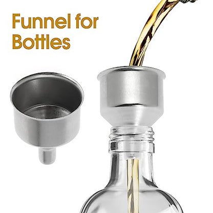 Stainless Steel Funnel for Flask Small Funnels for Drinking Liquor Flask,Oil Bottle,Perfume Bottle,Amber Bottle, Spices Liquids Universal Mini Funnel with 3/8" Spout (2)