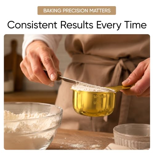 Color Up Measuring Cup Set, 8 Piece – Includes 2 Cup, Gold Finish, Stainless Steel, Accurate for Wet & Dry Ingredients, Embossed Markings, Easy-Pour Spouts, Dishwasher-Safe, Kitchen Essential - color: Gold