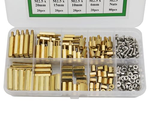 320Pcs M2.5 Male Female Brass Spacer Standoff Screw 6mm 10mm 15mm 20mm Nut Assortment Kit