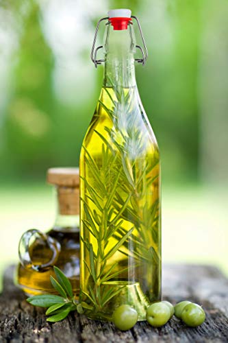 AYL Flip Top Glass Bottle [1 Liter / 33 fl. oz.] [Pack of 4] – Swing Brewing Bottle with Stopper for Beverages, Oil, Vinegar, Kombucha, Water, Soda, Kefir – Airtight Lid & Leak Proof Cap – Clear - size: 33