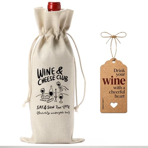 Funny Wine Lover Gifts for Women Men Wine Cheese Club Wine Bag | Bar Kitchen Accessories Decor Party Decorations Gift Idea for Him Her Drinking Lovers Wines Accessory Sets