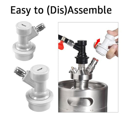 MRbrew 2 Pcs Ball Lock Disconnect with Stainless Steel 5/16'' Gas Barb, Home Brew Ball Lock Corny Keg Fittings for Keg Posts Coupler Extra 2 Hose Clamps & MFL Swivel Nuts - size: 1 Pair-white