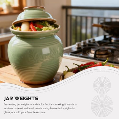 4pcs Fermentation Weights: Plastic Fermenting Weights for Wide Mouth Mason Jars- Fermenting Lid Kit Pickling Mesh Press Plate for Kimchi Sauerkraut