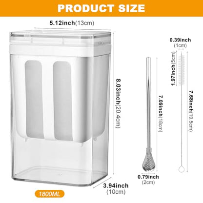 Greek Yogurt Strainer 1800ML, Reusable with Stainless Steel Fine Mesh Bag & Lid, Whey Separator for Yogurt, Soybean Milk, Nut Milk (1800ml) - size: 1800ml