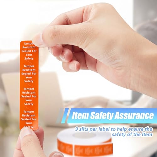 Outus 1000 Pcs Tamper Evident Labels Rolls Adhesive Safety Stickers 0.75 x 3.5'' Tamper Evident Tape for Security Food Delivery Bag Closure Container Box Jar Mailing Packaging Sealing (Orange) - color: Orange