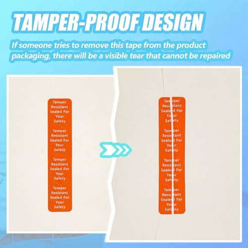 Outus 1000 Pcs Tamper Evident Labels Rolls Adhesive Safety Stickers 0.75 x 3.5'' Tamper Evident Tape for Security Food Delivery Bag Closure Container Box Jar Mailing Packaging Sealing (Orange) - color: Orange