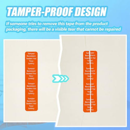 Outus 1000 Pcs Tamper Evident Labels Rolls Adhesive Safety Stickers 0.75 x 3.5'' Tamper Evident Tape for Security Food Delivery Bag Closure Container Box Jar Mailing Packaging Sealing (Orange) - color: Orange