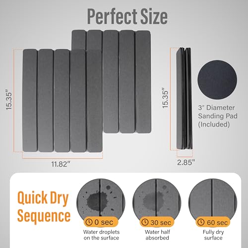 Large Foldable Stone Dish Drying Mat – Diatomaceous Earth, 2 Pack (12"x16" Each) or 24"x16" Combined – Fast Dry, Anti-Slip Pad, Sanding Tool & Instruction Manual for Kitchen and Bathroom, Dark Gray
