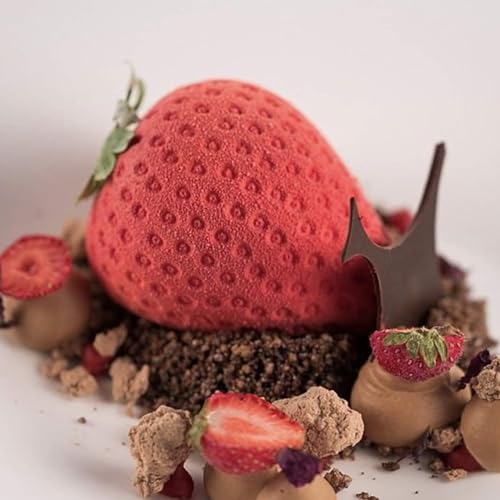 OCPO KITCHEN Strawberry Silicone Mold for Baking Mousse Cake, Fruit French Dessert, Pastry, Chocolate, Ice Cream Mould, Cake Decoration Mold, 3D Strawberry Shape (8-Cavity) - style: Strawberry (8-Cavity)