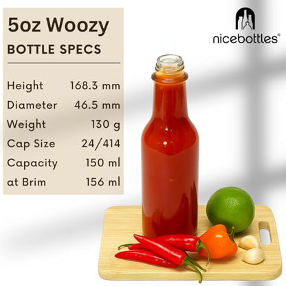 nicebottles Clear Glass Woozy Bottles with Shrink Capsules, 5 Oz, Case of 12 - size: Pack of 12