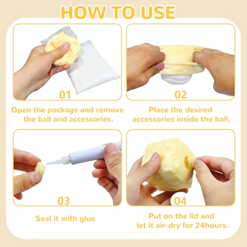 2Pcs Cheese Squishy Skin Stress Ball Making Kit - Easy Handmade Sensory Squishy Toys | Includes 2 Cheese-Shaped TPR Skins and 3.5 oz Filler; ASMR Craft Anxiety Relief Slow-Rising Cheese Squishies
