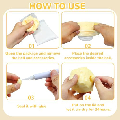 2Pcs Cheese Squishy Skin Stress Ball Making Kit - Easy Handmade Sensory Squishy Toys | Includes 2 Cheese-Shaped TPR Skins and 3.5 oz Filler; ASMR Craft Anxiety Relief Slow-Rising Cheese Squishies