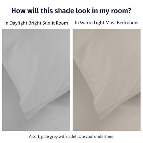California Design Den Deep Pocket Full Size Sheets Set - Certified 100% Egyptian Cotton Percale Sheets, Lightweight, Crisp, Durable Luxury Bedding Set - Light Grey - color: Light Grey, size: Full