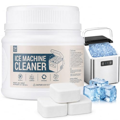 Ice Machine Cleaner Tablets Descaler, 24 Count Nickel Safe Ice Maker Cleaner Tablets, Compatible with Countertop, Nugget, Opal, Kitchenaid, GE Profile, Food-Grade Formula, Effective Descaling