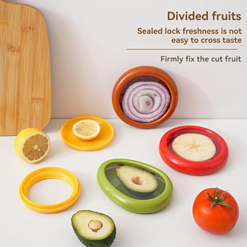 Reusable Food Cover with Lid Stretch Wrap Saver for Fruit and Vegetables Kitchen Storage Cover for Onion Lemon Tomato - color: Red
