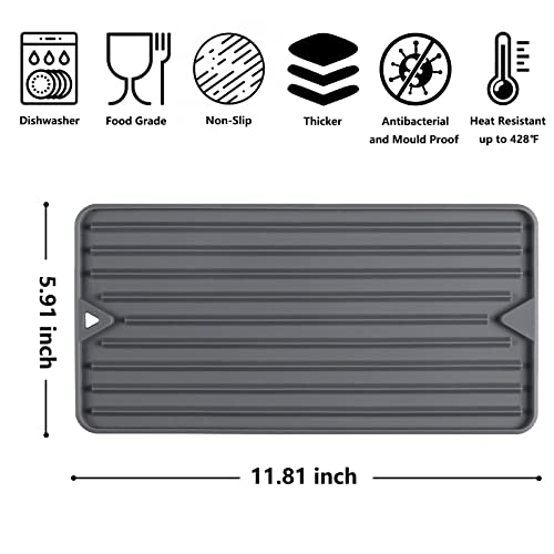 Dish Drying Mat, Mini Silicone Drying Mat for Kitchen Counter, Heat Resistant Silicone Mat for Countertop Protector, Super Thick Non-Slip Dish Drying Pad for Coffee Cup/Bottle/Glassware - size: 6" x 12"