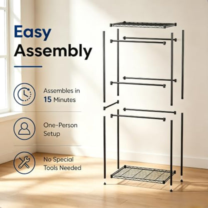 5-Tier Tote Storage Rack for 27 Gallon Bins, Metal Storage Bin Rack Organizer System, Wire Storage Shelving Unit for 18-20.6" Lid Width Totes, 250 lb Capacity, Garage Pantry Basement, Rack Only (1)