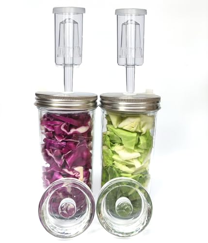 2 set Complete Fermentation Kit 0.73L Fermenting Mason Jars Fermentation Weights & Fermenting Lids for Sauerkraut, Vegetables, and Other Fermented Food(0.73 Liter)