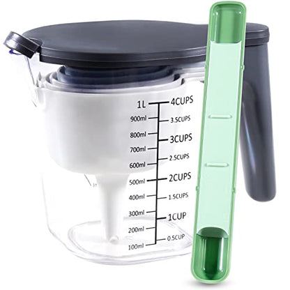 11-Pc Measuring Cups and Spoons Set, Stackable with Lids, Green | 1 adjustable spoon and 1 lid, 9 stackable cups and spoons, BPA-free and dishwasher safe, perfect for cooking and baking - color: 11 Piece - Green