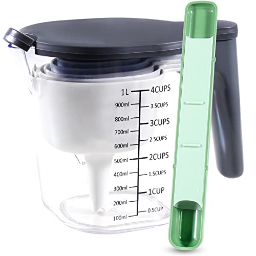 11-Pc Measuring Cups and Spoons Set, Stackable with Lids, Green | 1 adjustable spoon and 1 lid, 9 stackable cups and spoons, BPA-free and dishwasher safe, perfect for cooking and baking - color: 11 Piece - Green