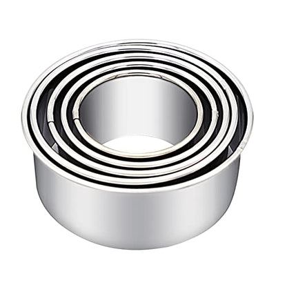 Biscuit Cutters, Round Cookie Cutters/Stainless Steel Dumpling Skin Cutters/Cake Pastry Cutters/Cake Cookie Scone Cutters Molds stamps for Cooking Baking (5Pcs, Plain Edge) - size: 5Pcs, Plain Edge