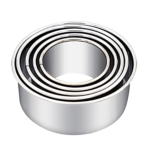 Biscuit Cutters, Round Cookie Cutters/Stainless Steel Dumpling Skin Cutters/Cake Pastry Cutters/Cake Cookie Scone Cutters Molds stamps for Cooking Baking (5Pcs, Plain Edge) - size: 5Pcs, Plain Edge