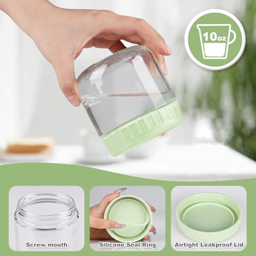 SHOWIN Overnight Oats Containers with Lids, 10oz Glass Jars with Lids 4 pcs, Candy, Wide Mouth Mason jars for Salad, Yogurt, Snacks, Meal Prep - color: Candy, size: 10oz-4pc