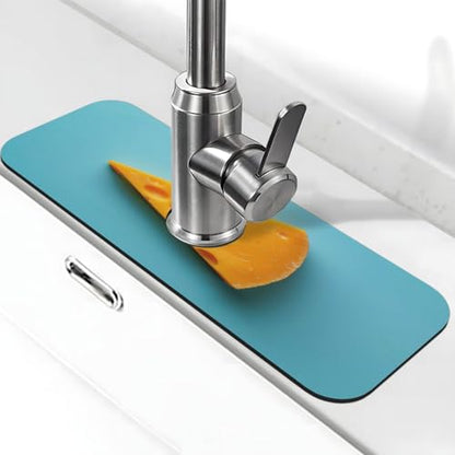 Sink Faucet Mat Cheese Kitchen Splash Guard Absorbent Bathroom Sink Mat Around Faucet 15" x 5.5" Drying Mats Stone Draining Mat