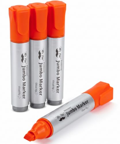 Mr. Pen- Jumbo Permanent Markers, 4 Pack, Assorted Color, Chisel Tip, Large | King, Color Permanent Markers Set, Huge Poster Markers - color: Orange