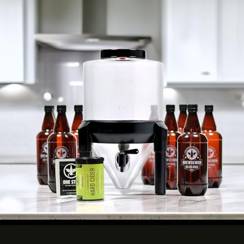 Hard Cider Kit w/Bottles – NO AIRLOCK OR SIPHON REQUIRED – Conical Fermenter Eliminates Sediment and Makes Wicked-Good Home Made Hard Cider - 2 Gal. Hard Cider Recipe included