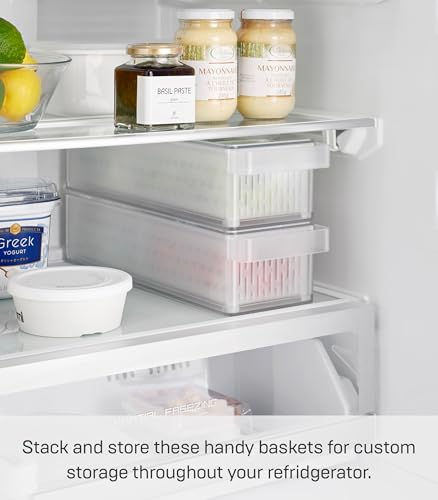 Yamazaki Home Tower Fridge Organizer & Colander – Adjustable Divider For Custom Storage – Stackable Produce Bin For Washing & Storing Ingredients – Easy To Clean & Disassemble - Plastic -