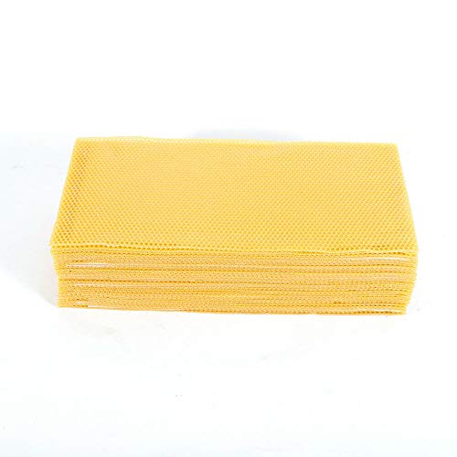 YIYIBYUS Yellow 30pcs Bee Frame Wax Coated Foundation Sheet, Waxed Foundation, Bee Sheets Beekeeping Equipment Kit for Farm,195x415mm