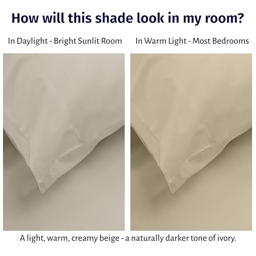California Design Den Certified 100% Egyptian Cotton Sheets Full Size Bed - Lightweight Cotton Percale Sheets Full Size Set with Deep Pockets, Crisp & Durable Luxury Bedding Set - Beige - color: Beige, size: Full