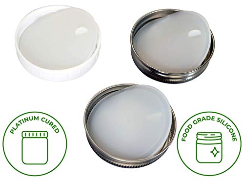 Leak Proof Platinum Silicone Sealing Lid Inserts/Liners for Mason Jars (10 Pack, Regular Mouth) - size: Regular Mouth