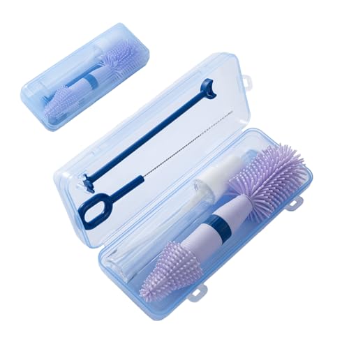Small Silicone Baby Bottle Brush for Newborn Anti-Colic Baby Bottles | Portable Travel Bottle Cleaner Brush, Suit for Baby Bottles Less Than 8 OZ - color: Blue