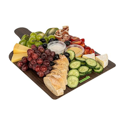 Cater Tek 15.8 x 9.8 Inch Charcuterie Boards, 10 Faux Wood Cheese Boards - WIth Handle, Stackable, Dark Paper Cardboard Charcuterie Boards, Disposable, For Serving At Catered Events - Restaurantware - color: Dark, size: 15 3/4"
