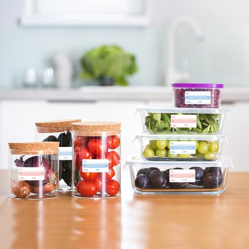 2 Rolls 1000 Pcs 1 X 2 inch Removable Food Date Sticker Labels, Easy to Write for Freezer, Refrigerator Food Containers Date Sticker, Leftover Labels - style: Blue-Red-Spanish-no-week