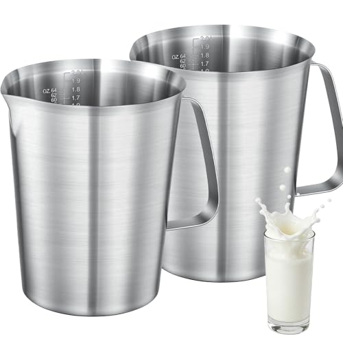 Stainless Steel Measuring Cups 2-Pack, Unbreakable Metal Measuring Cup Set with Easy-Read OZ/ML Marks & Secure Grip Handle, Ideal for Kitchen, Baking, Bar, Party & Pet Food (64 oz+64 oz) - size: 64 oz+64 oz