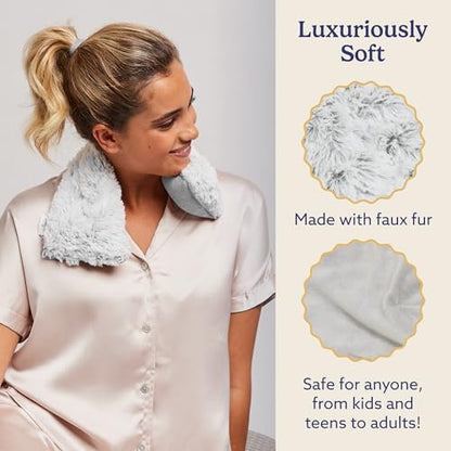 warmies Microwavable Neck & Shoulder Wrap - Weighted Neck Wrap - Microwavable Heat Pack for Shoulders - Chillable Heating Pad with Lavender for Aches & Pain - Marshmallow Gray, 19 x 5 x 3 in, 2 lb - color: Marshmallow Gray