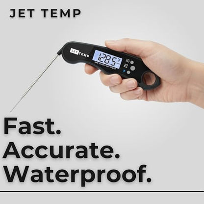F1 Digital Meat Thermometer - Fast, Accurate, Waterproof - Great for Cooking, Grilling, Baking, Frying - color: Stealth Black
