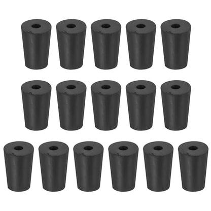 MECCANIXITY Rubber Tapered Plug 13mm to 17mm Solid Test Tubes Bungs Stopper with Hole Black for Lab Home 16 Pieces - size: 13mm-17mm