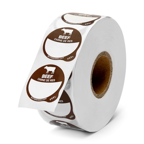Beef Food Labels 1000 pcs | 1" Dot Blank Sticker Labels to Write On for Party Buffet, Delis, Sandwich Shops, Food Containers - size: 1" (Write-On)