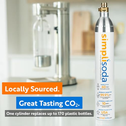 Simpli Soda 60L CO2 Canister Cylinders - Compatible w/Sodastream BLUE Screw-In Only, Ninja Thirsti, Philips, and More - Threaded Style Soda Streaming Machine CO2 Tanks Gas Refill, | 14.5 oz, Set of 2 - color: Screw-In Blue