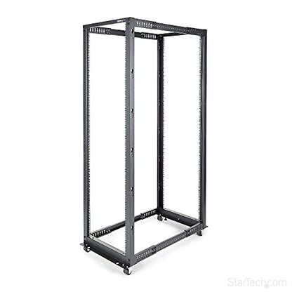 StarTech 42U 4-Post Server Rack, 19in Open Frame Rack with 40in (101cm) Mounting Depth and 1323lb (600kg) Weight Capacity, Mobile or Floor Mount IT Rack - size: 42U